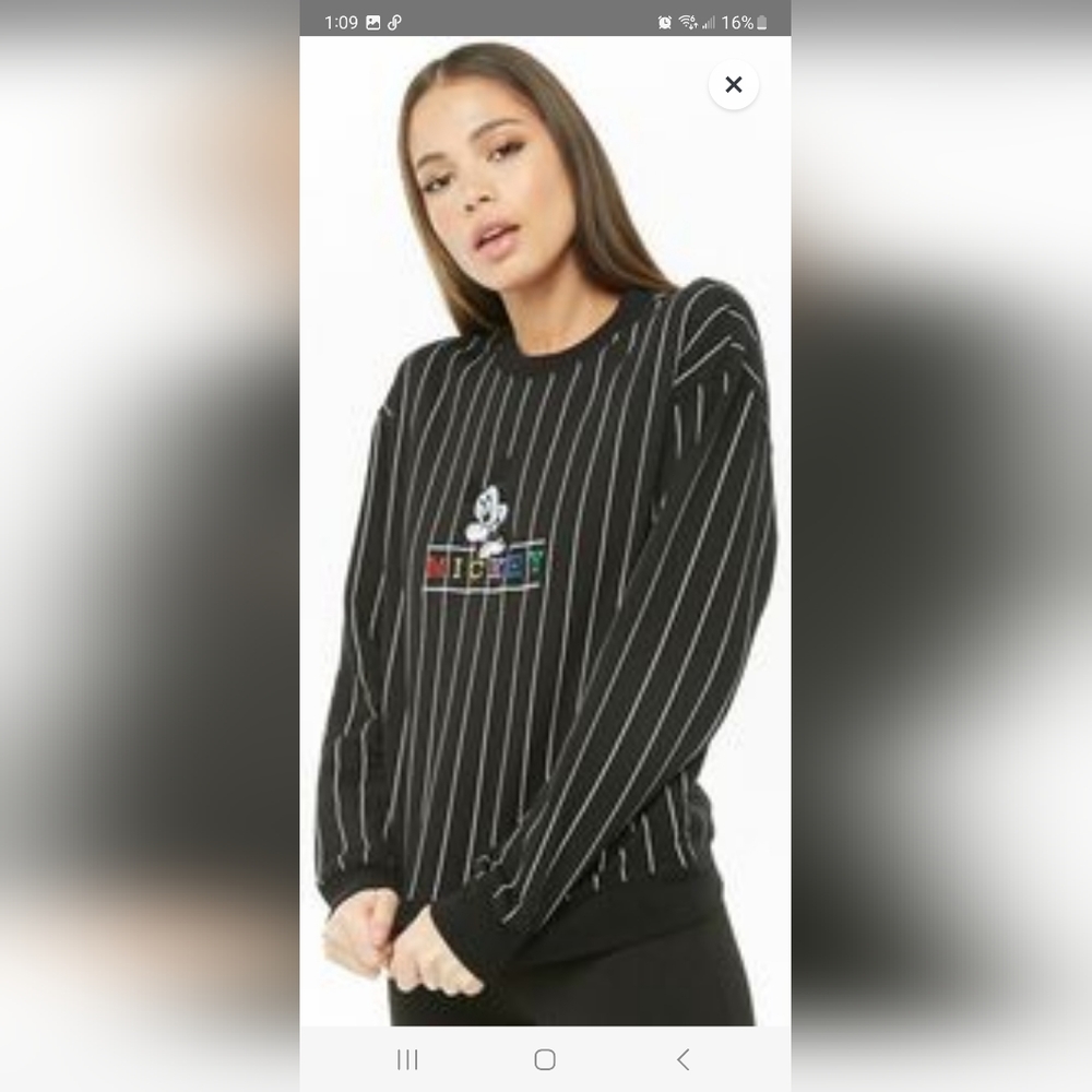 Fleece pinstriped mickey Mouse sweatshirt